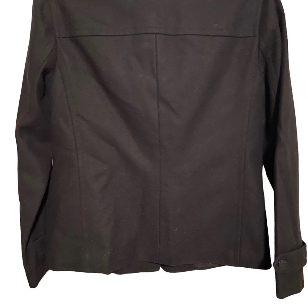 J. Crew Vintage Wool Pea Coat Womens XS Black Wool Blend Classic Button Pockets - Picture 5 of 10